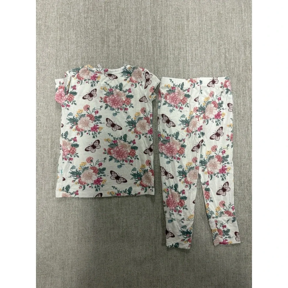 Posh Peanut Floral 2 Piece Shortsleeve/Pants Bamboo Pajama Size 12-18 Months